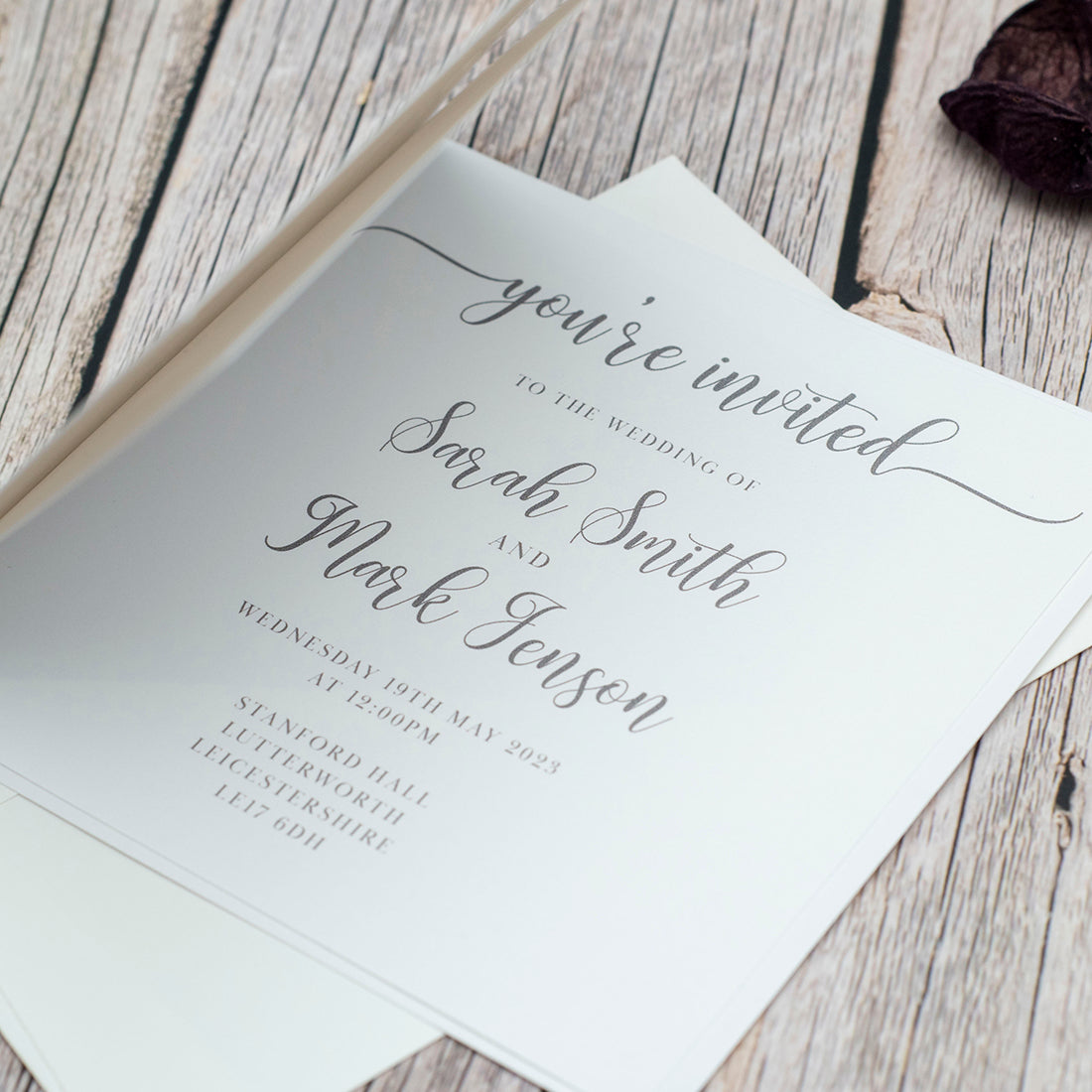 Classic Script Single Fold Invitation-Weddings by Lumi