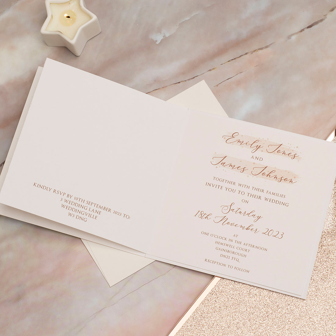 Sparkly Circle Single Fold Invitation-Weddings by Lumi