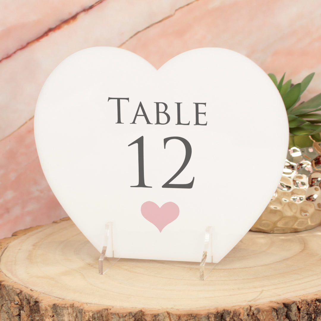 Love Heart Acrylic Wedding Table Number Sign-Weddings by Lumi