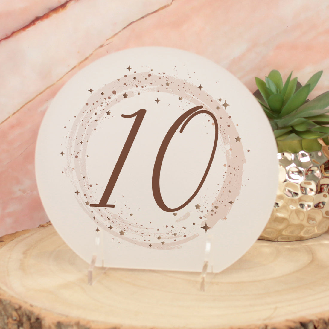 Sparkly Circle Acrylic Wedding Table Number Name Sign-Weddings by Lumi
