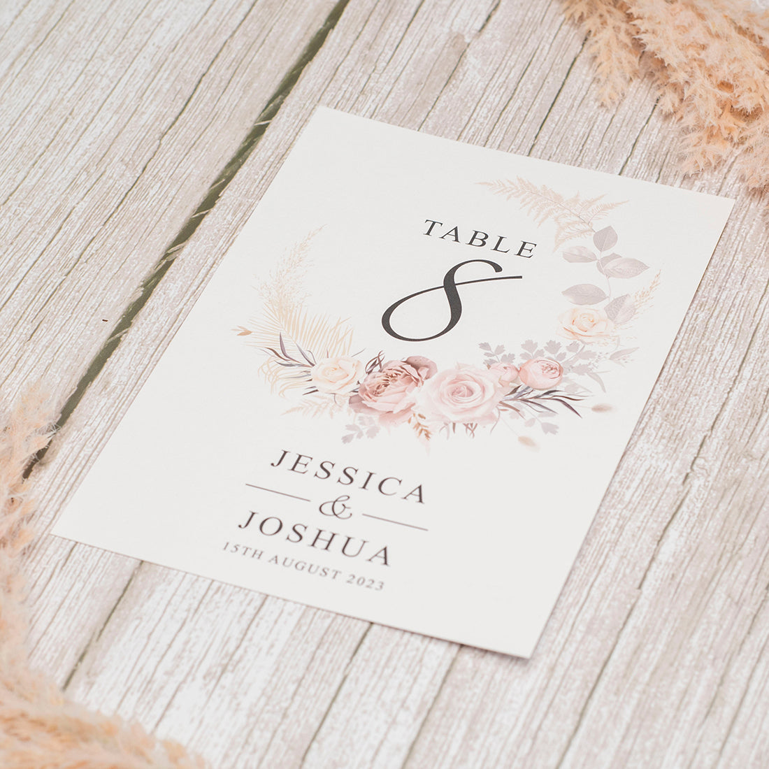Blush Flowers Table Number/Name Card-Weddings by Lumi