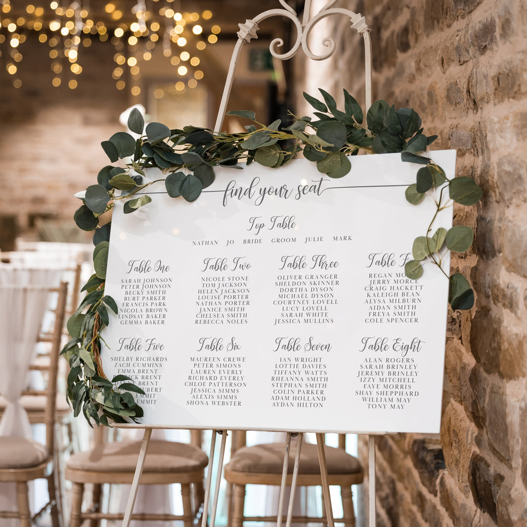 Classic Script Wedding Table Seating Plan-Weddings by Lumi