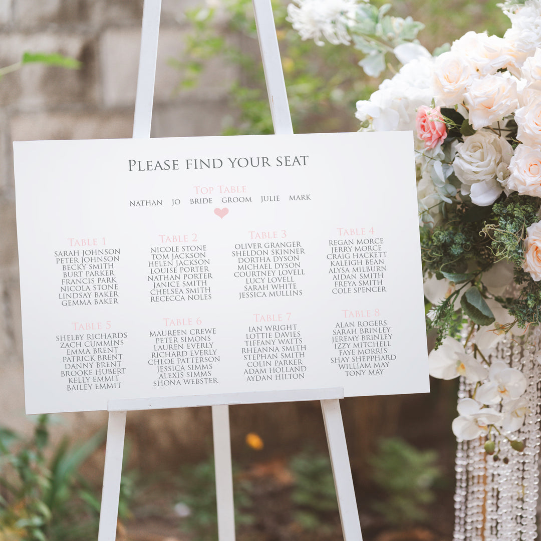 Love Heart Wedding Table Seating Plan-Weddings by Lumi