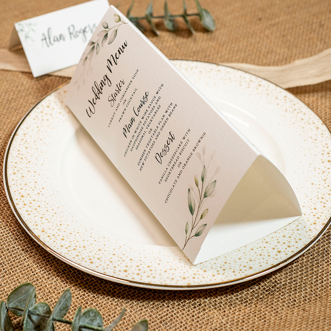 Botanical Wreath Tri-Fold Freestanding Menu-Weddings by Lumi