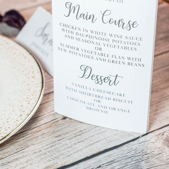 Classic Script Tri-Fold Freestanding Menu-Weddings by Lumi