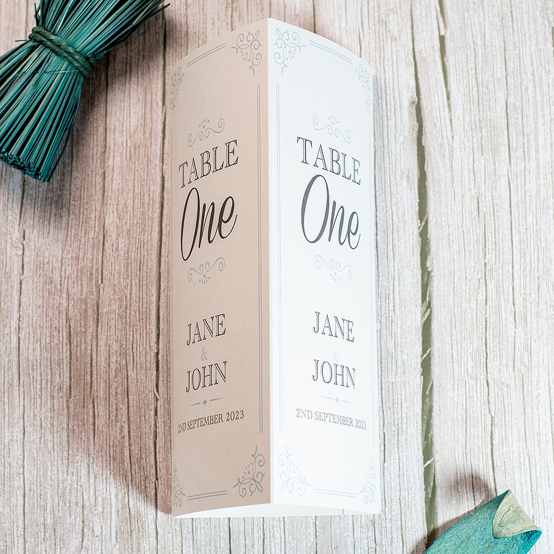 Tri fold wedding table numbers | Beachweddingtips.com