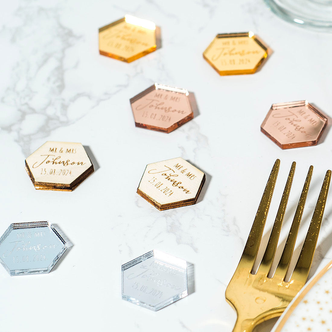 Hexagon Wedding Table Scatter Confetti Favour Decorations-Weddings by Lumi