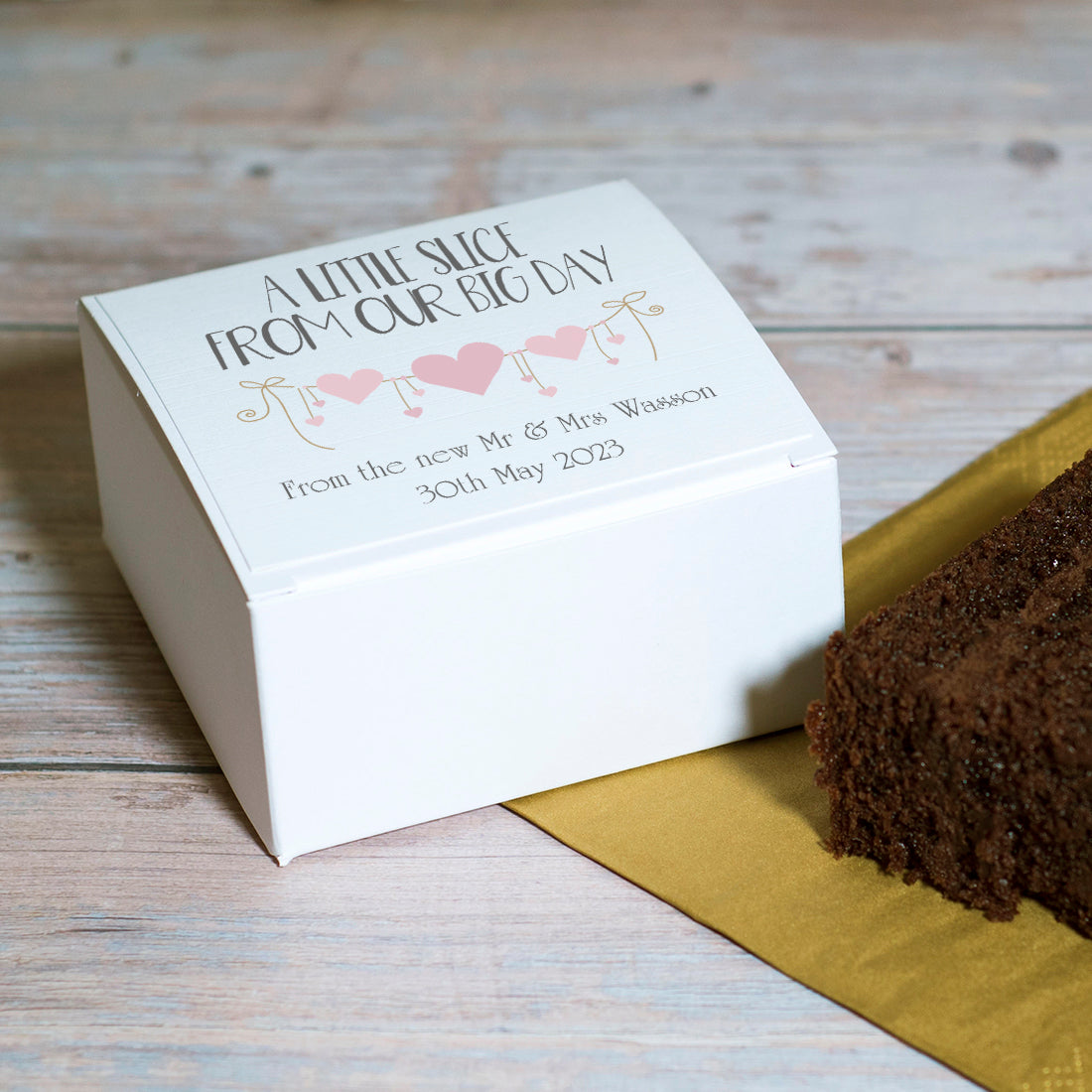 Heart String Wedding Cake Favour Boxes-Weddings by Lumi