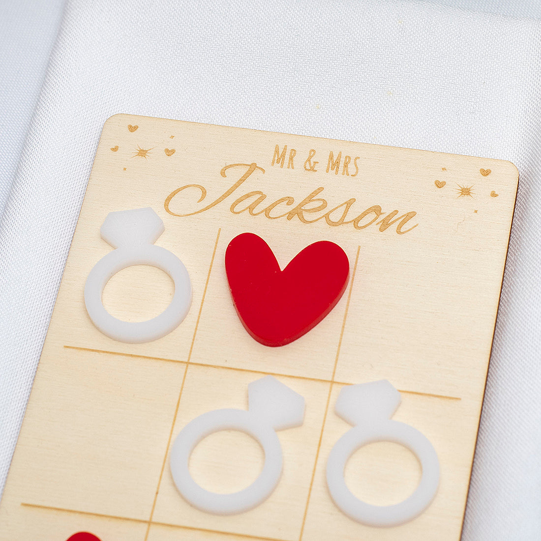 Hearts and Rings Wedding Tic Tac Toe Guest Favour Puzzle Game-Weddings by Lumi