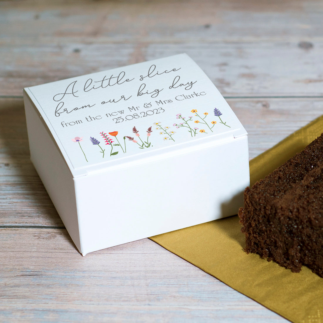 Wild Flowers Wedding Cake Favour Boxes-Weddings by Lumi