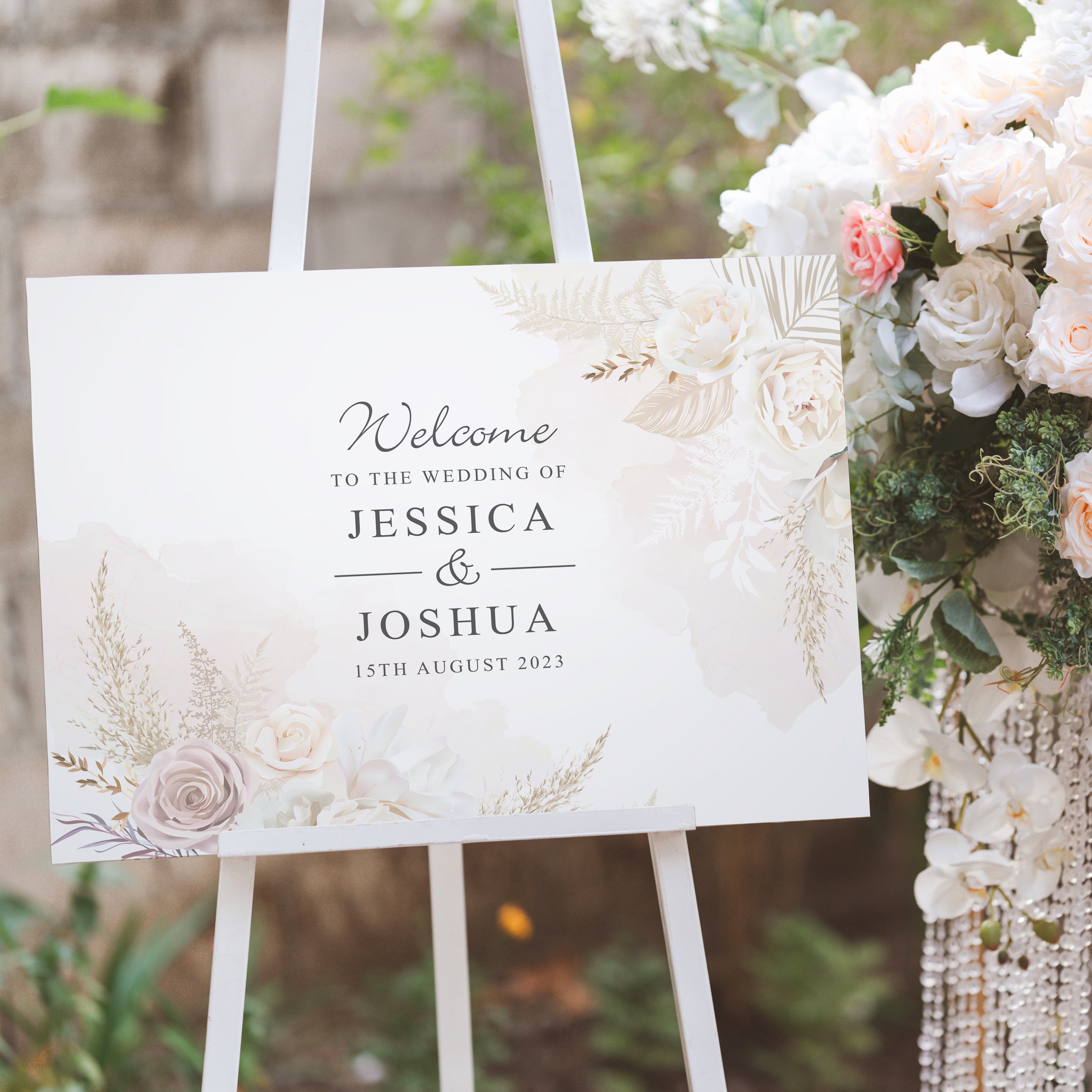 Blush Flowers Welcome to Our Wedding Sign-Weddings by Lumi