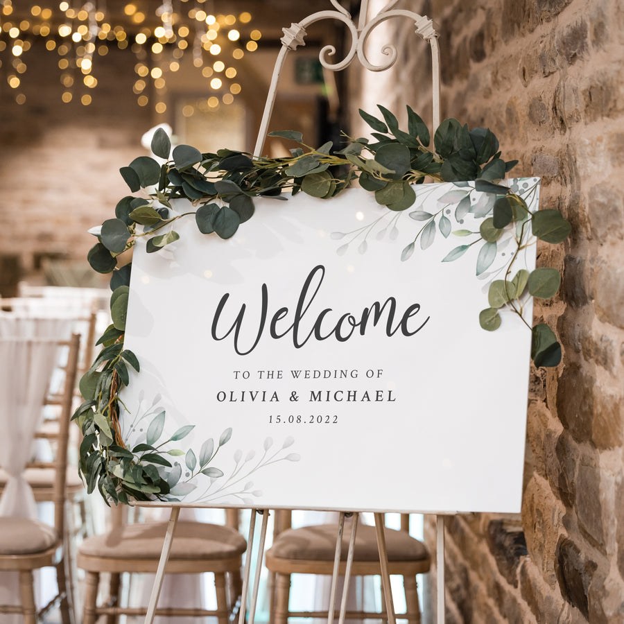 Botanical Wreath Welcome to Our Wedding Sign – Weddings by Lumi