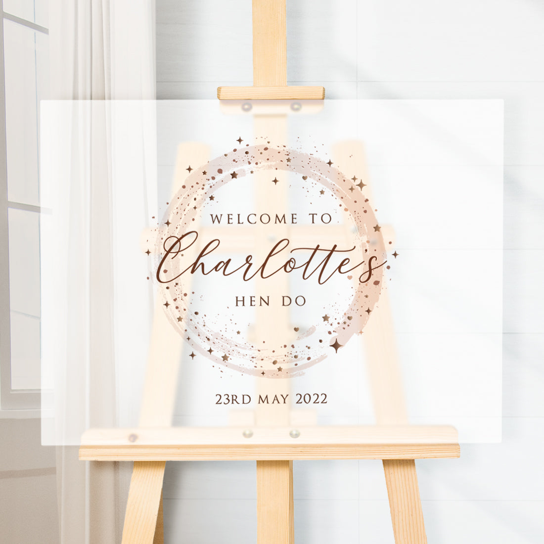 Sparkly Circle Hen Do Party Welcome Sign-Weddings by Lumi
