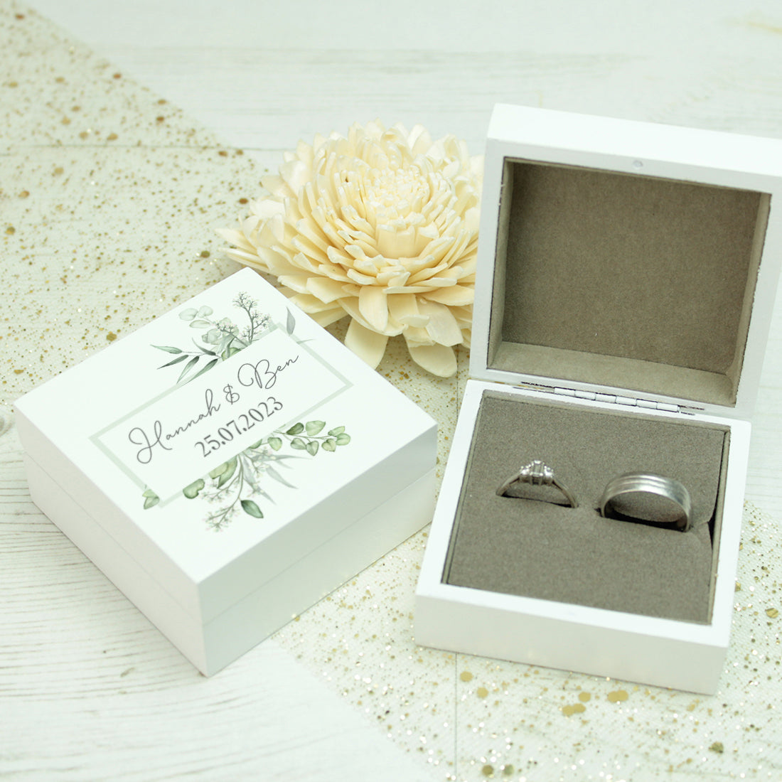 Eucalyptus Wooden Wedding Ring Box-Weddings by Lumi