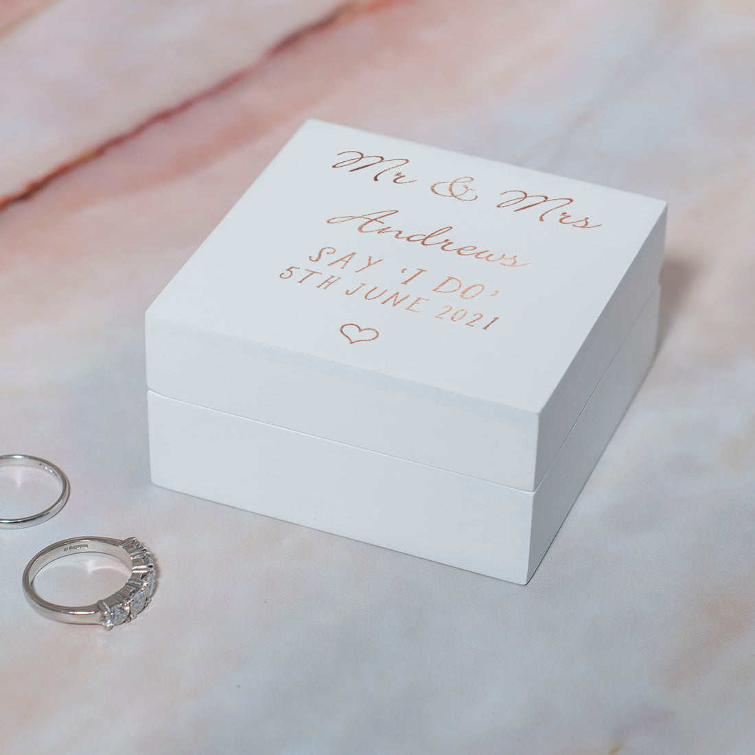 Rose Gold Wooden Wedding Ring Box-Weddings by Lumi